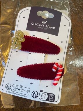 New Red Velvet Holiday Hair Clips - Gingerbread & Candy Cane